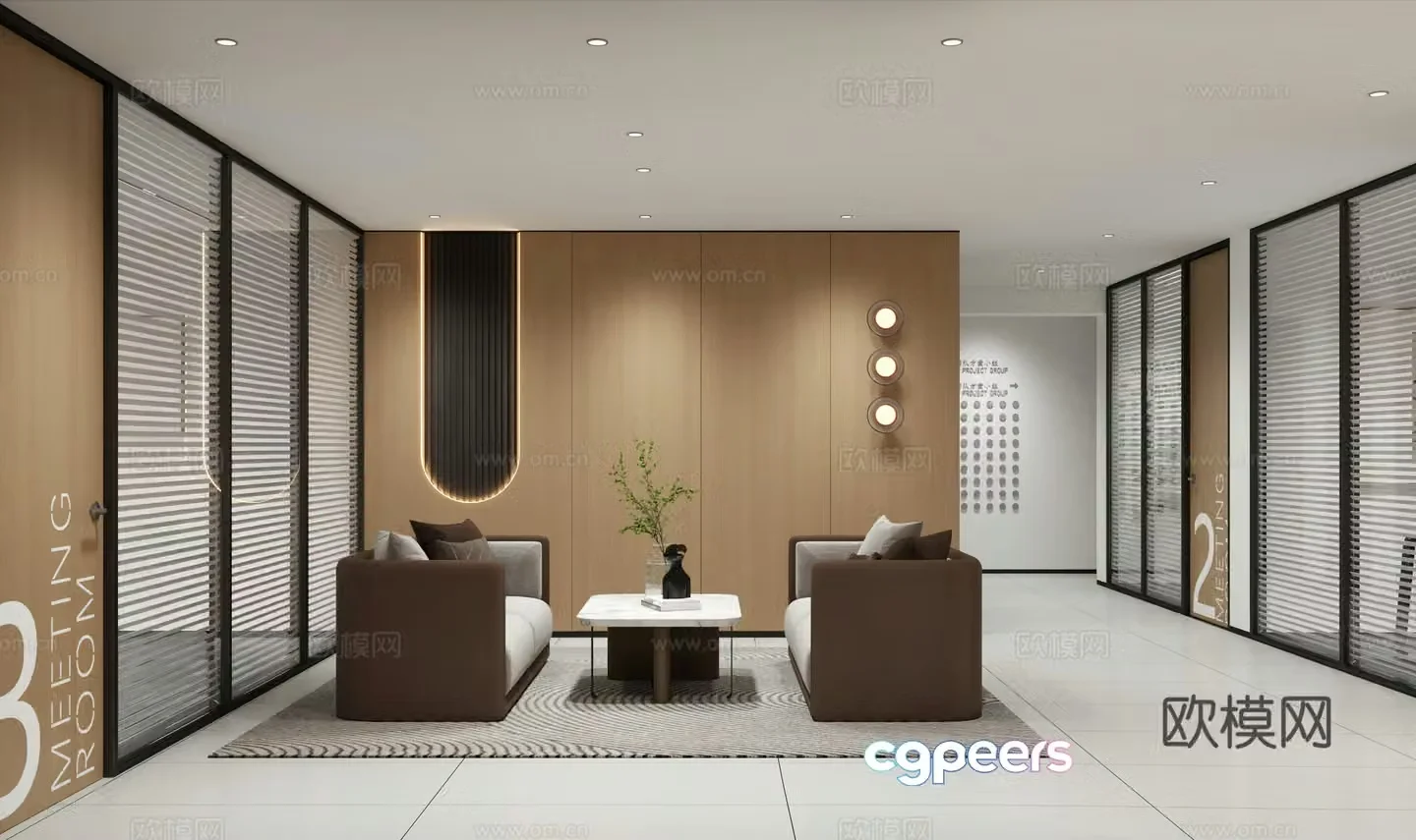 Modern office rest area negotiation area 3D model
