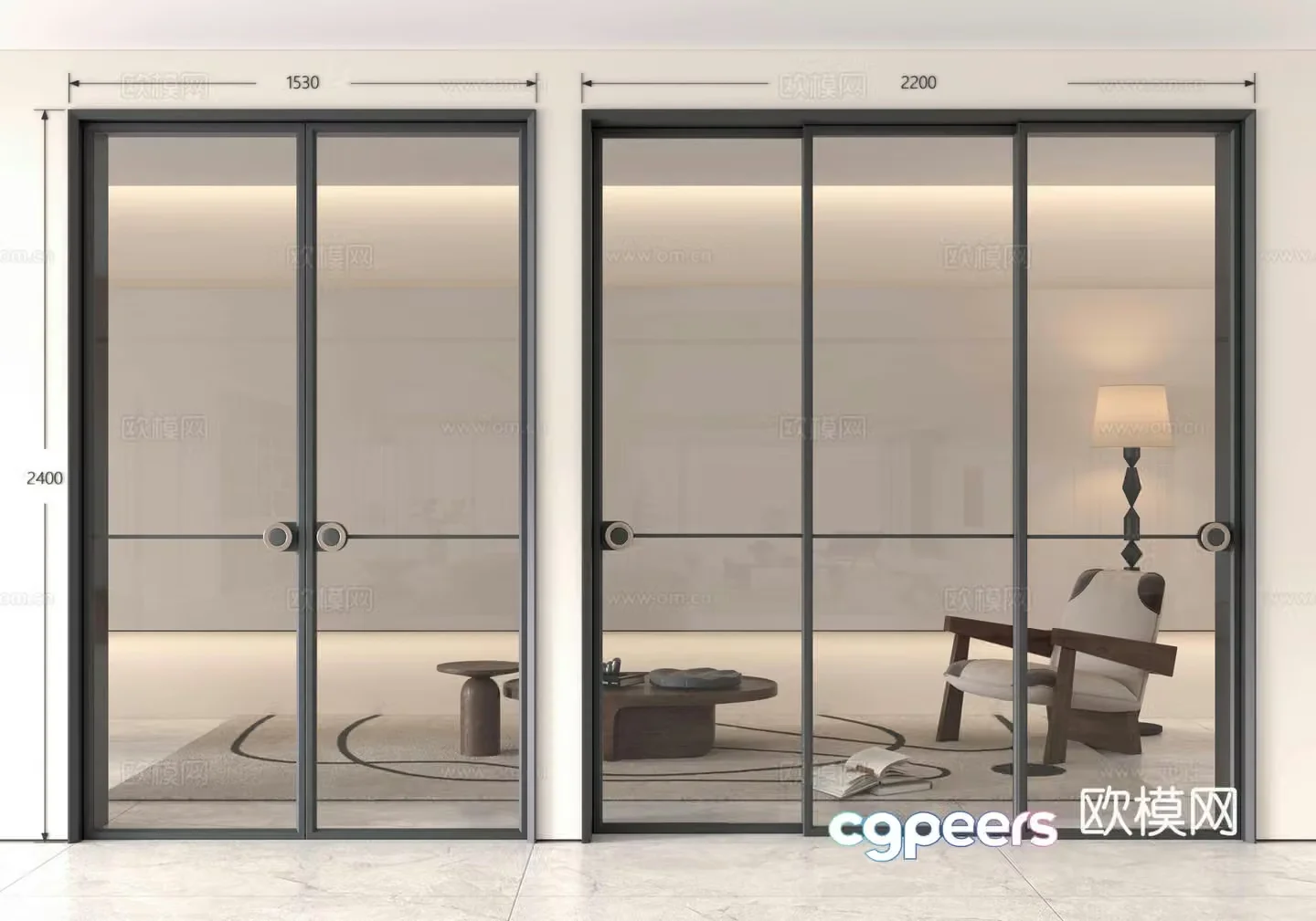 Middle-aged sliding doors glass doors sliding doors glass sliding doors kitchen sliding doors balcony sliding 3D model