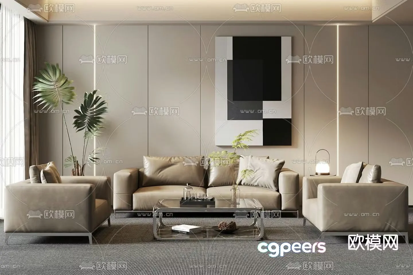 Office sofa modular sofa 3d model
