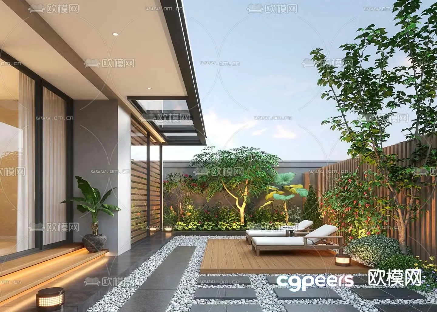 Home courtyard villa courtyard 3d model