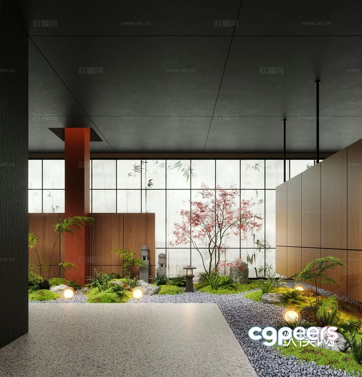 Modern aisle Interior Landscape Landscape Aisle Landscape 3D Model