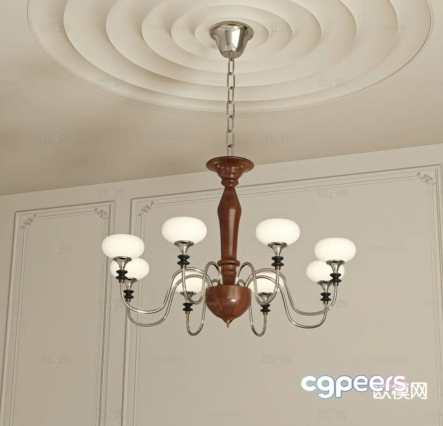 Medieval style chandelier multi-head chandelier 3D model