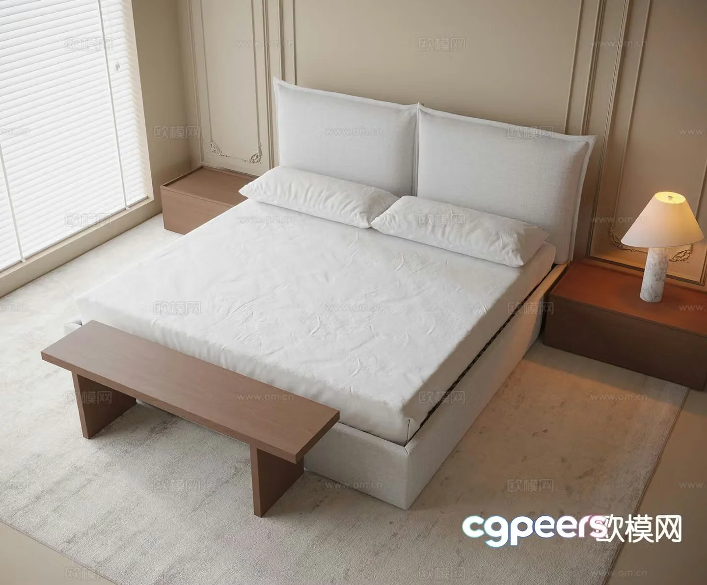 Modern double bed 3d model