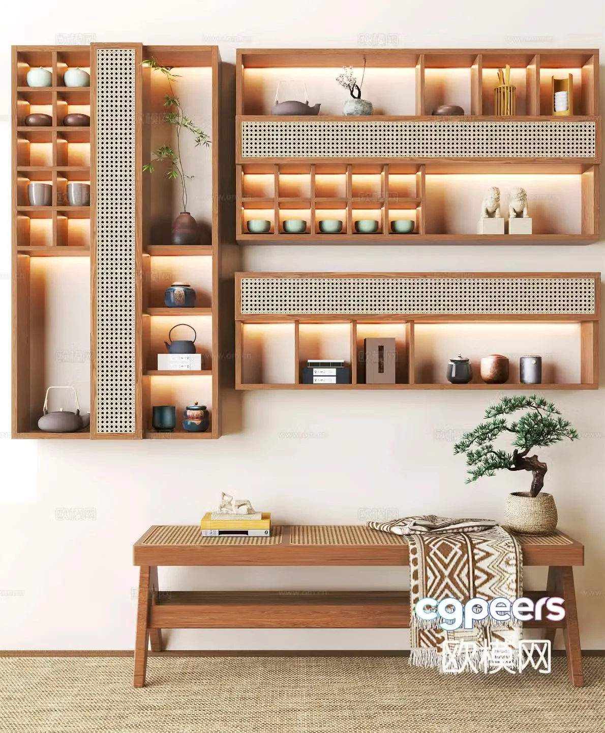 New Chinese style wall cabinet 3D model