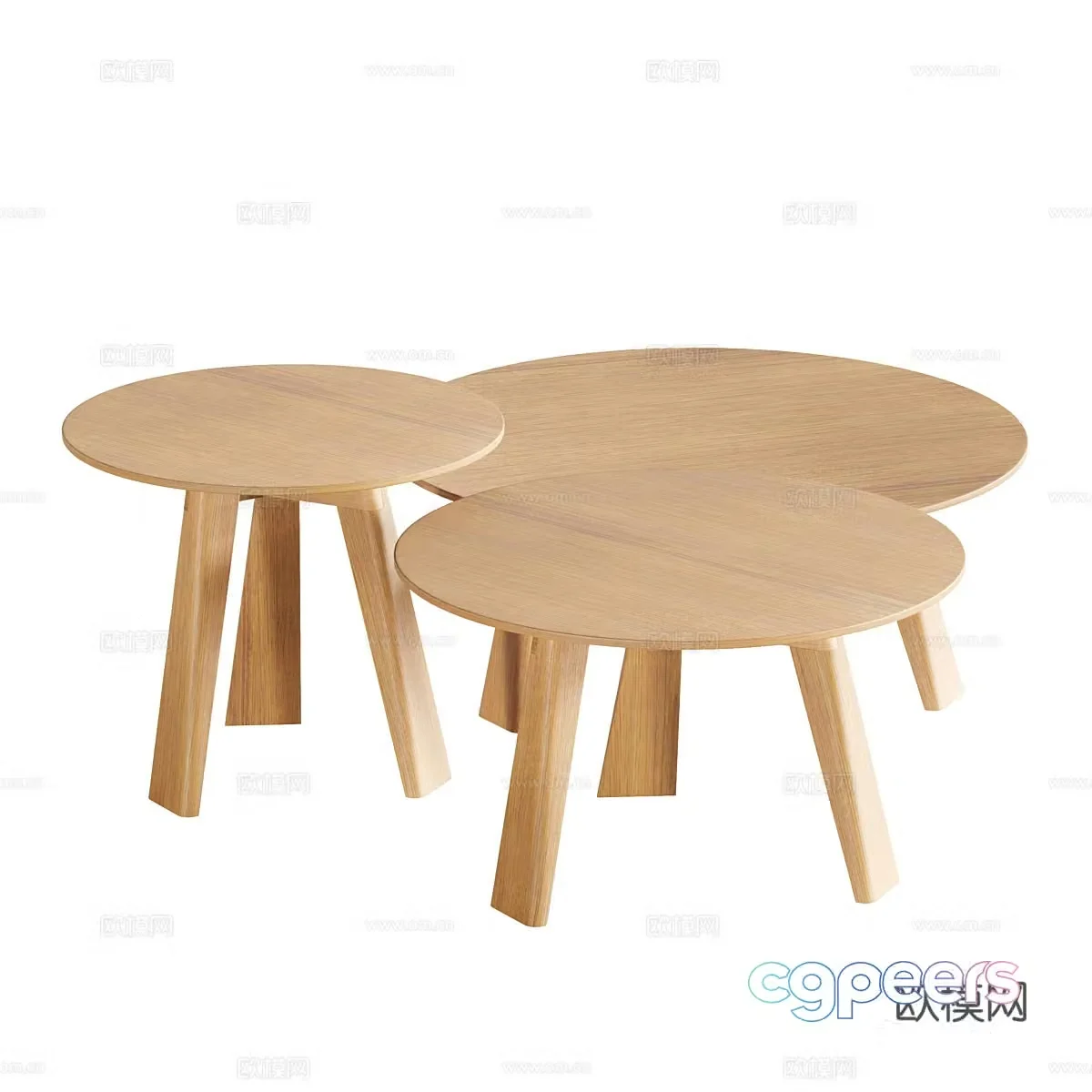 Nordic round coffee table wooden coffee table 3d model