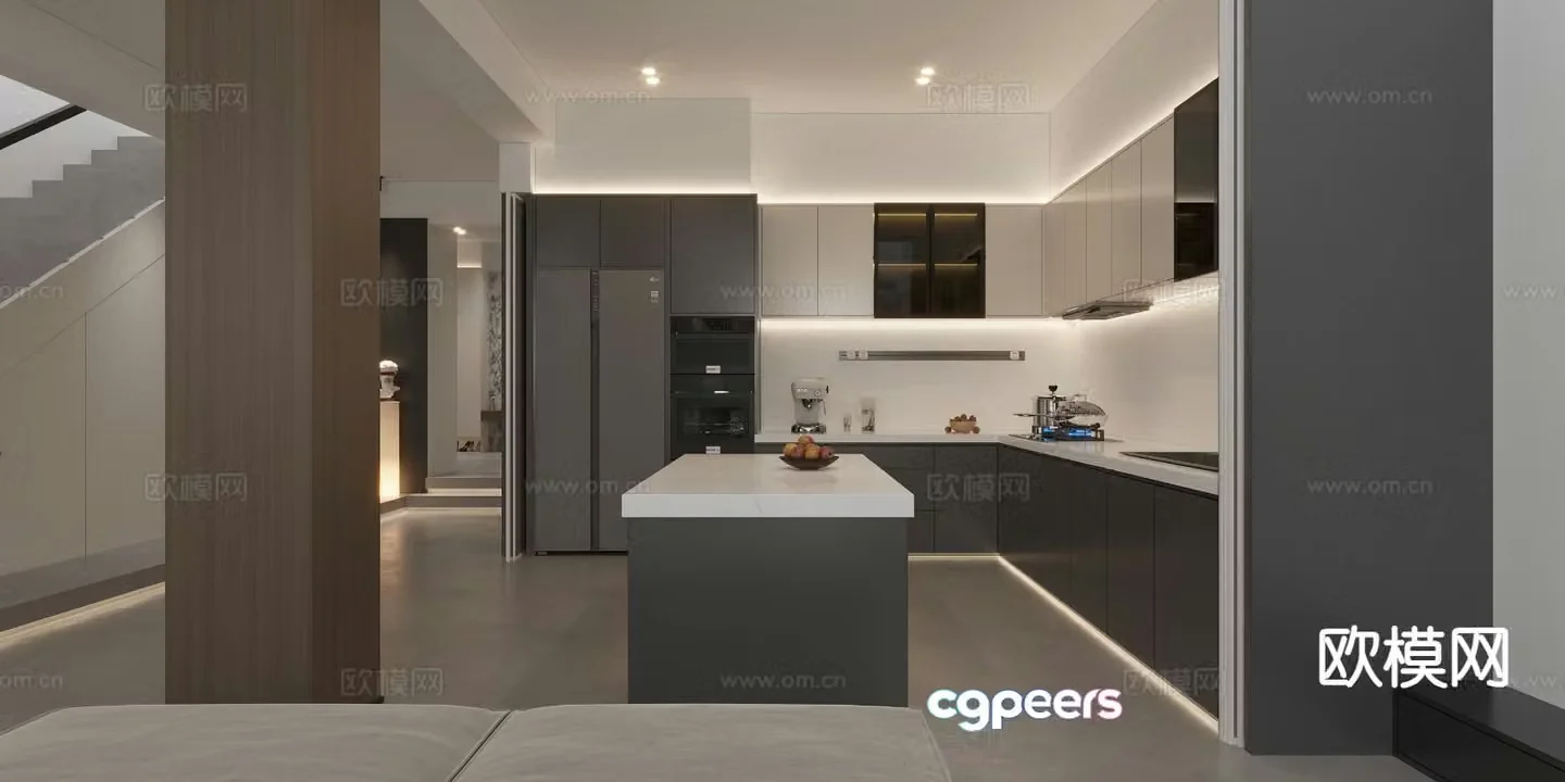 Island kitchen open kitchen 3d model