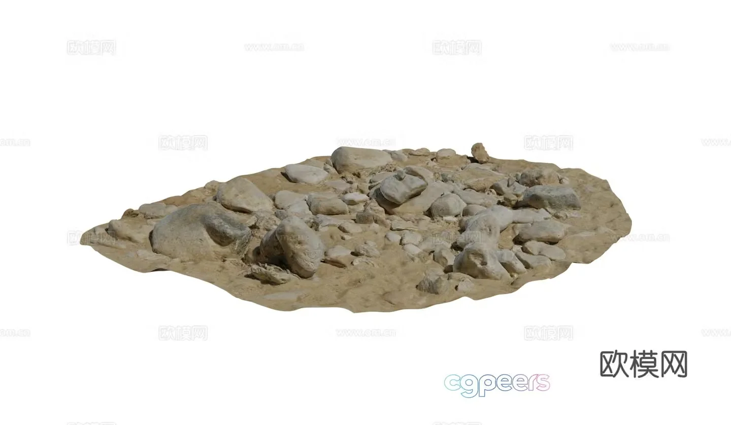Modern pebbles sand gravel gravel seaside beach brick stone combination 3d model