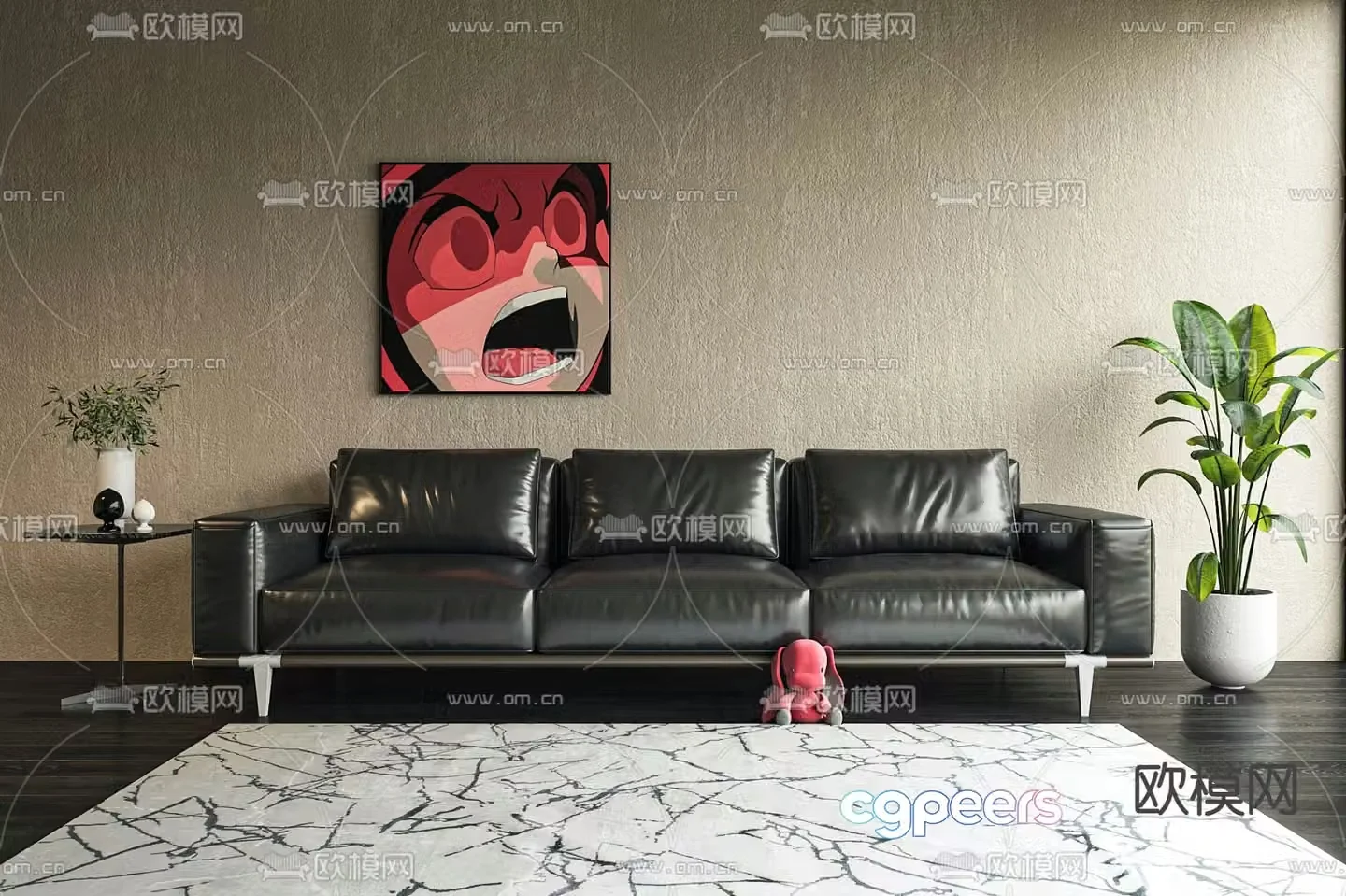 Minotti modern fabric lounge sofa 3d model