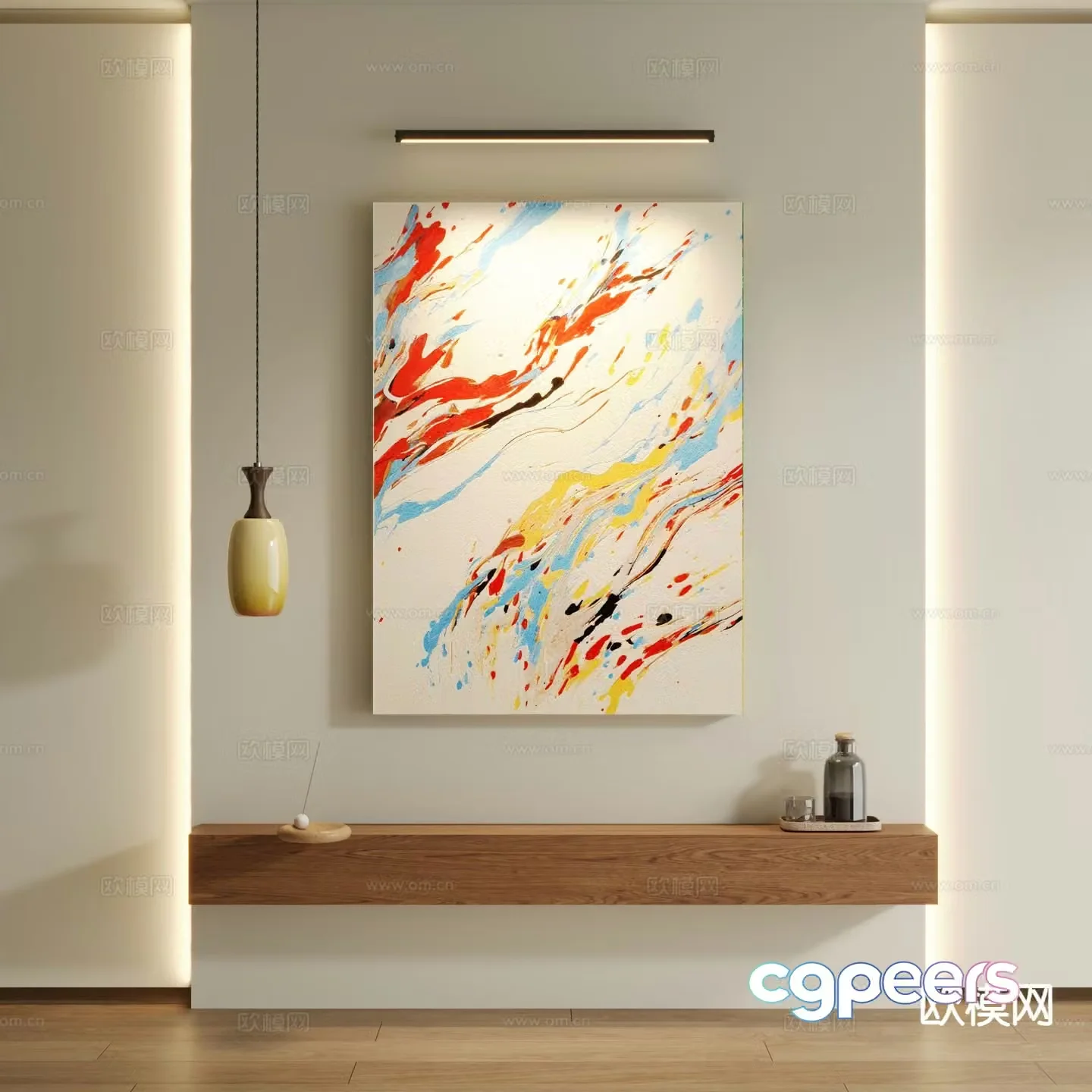Medieval style decorative painting abstract painting 3d model