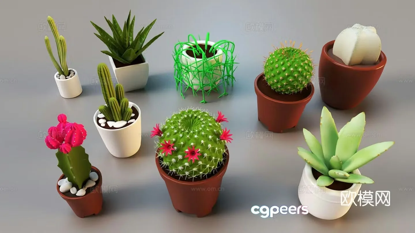 Cartoon potted 3d model