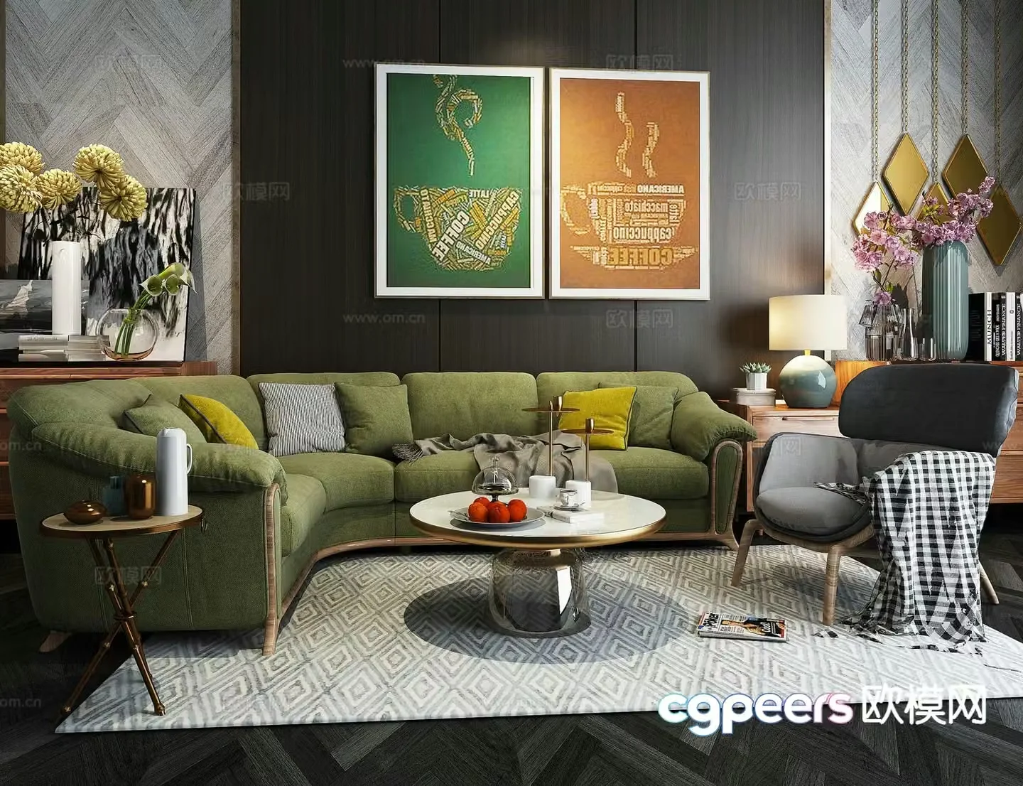 Modern modular sofa curved sofa 3d model