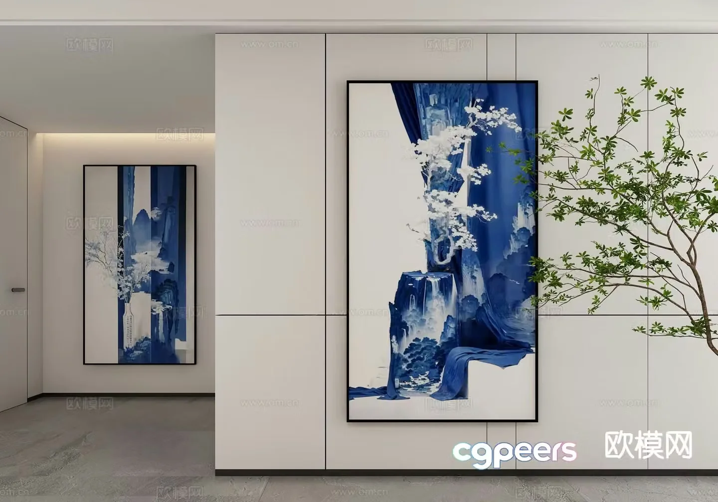 New Chinese style decorative painting art painting hanging painting 3d model