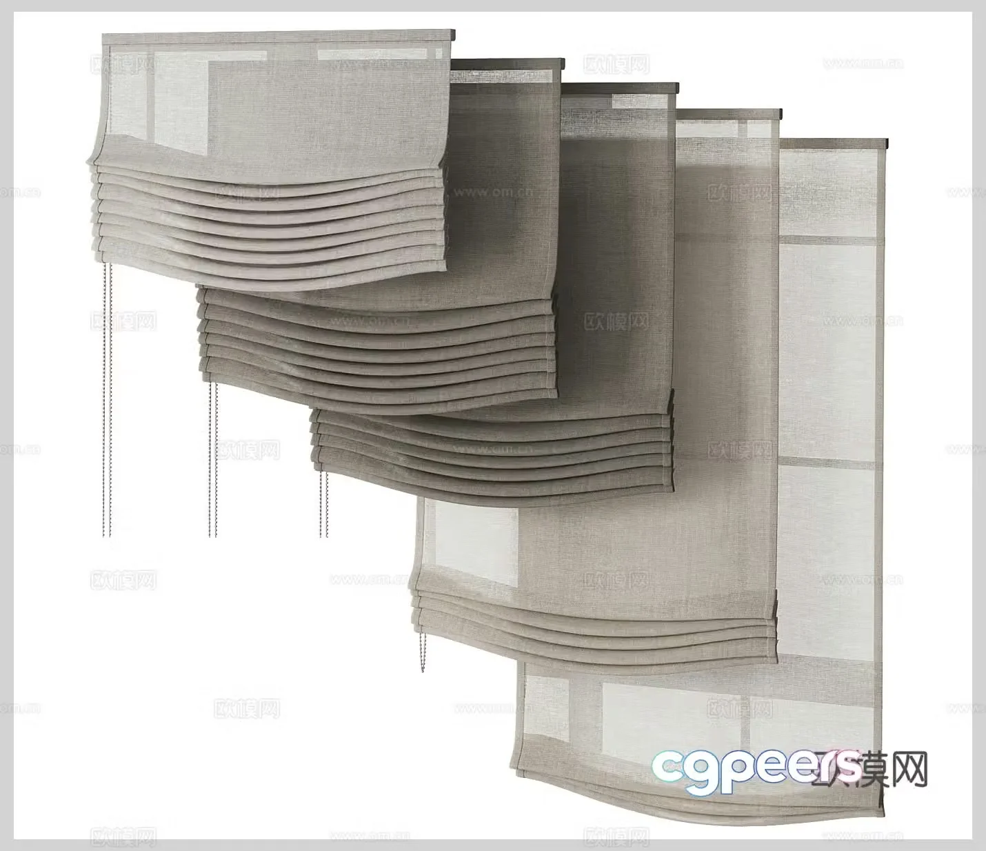 Wasabi curtains cloth curtains door curtains pull curtains shower curtains translucent curtains curtain combination 3D model