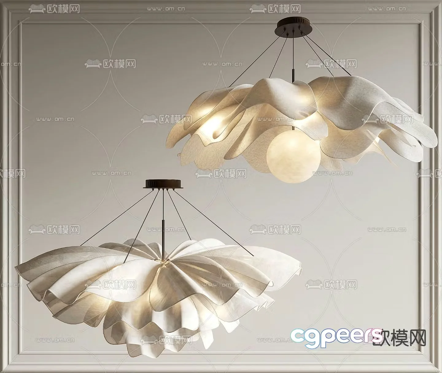 Wabi-sabi style chandelier 3d model