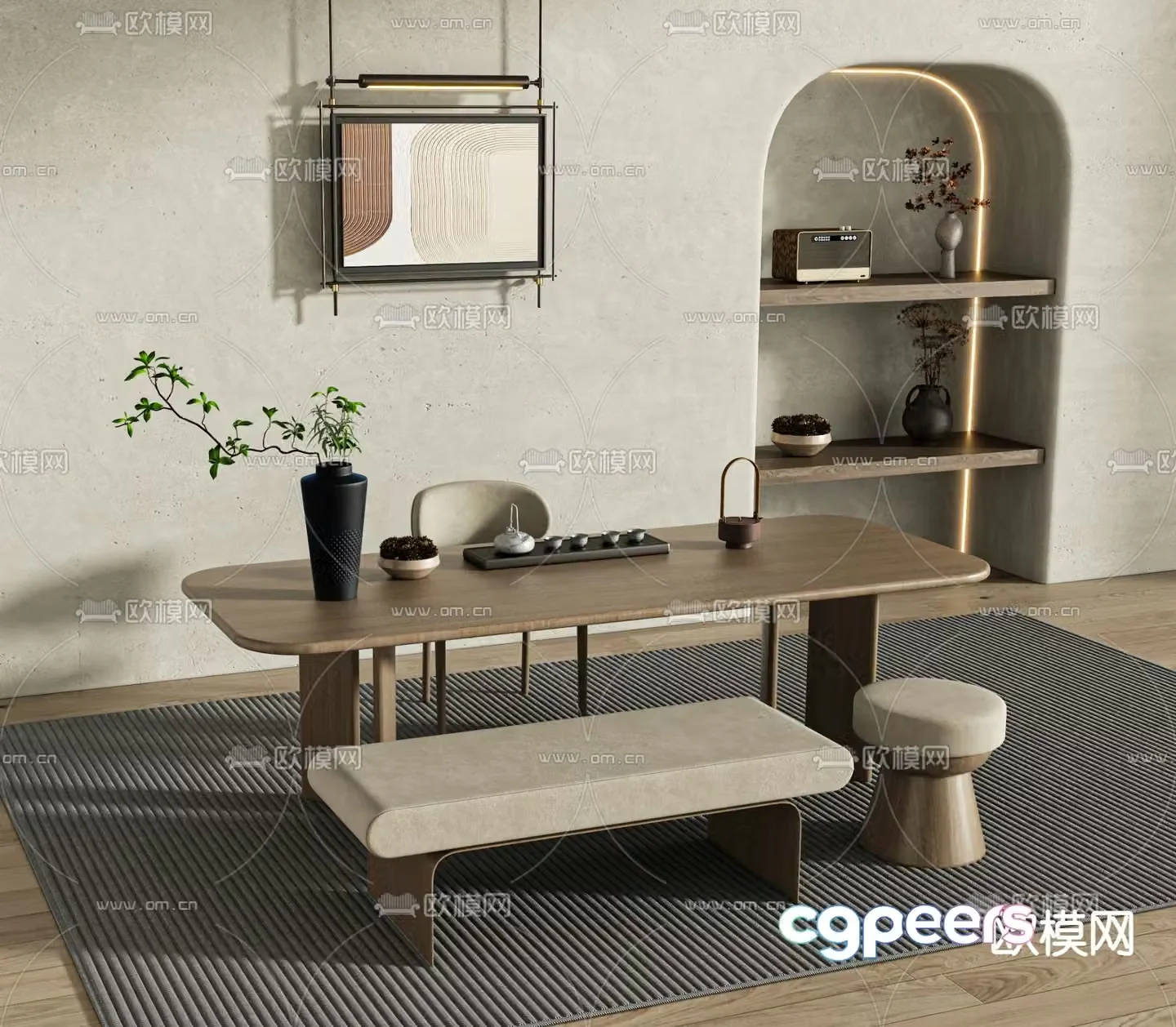 Wabi-sabi tea table tea table 3d model