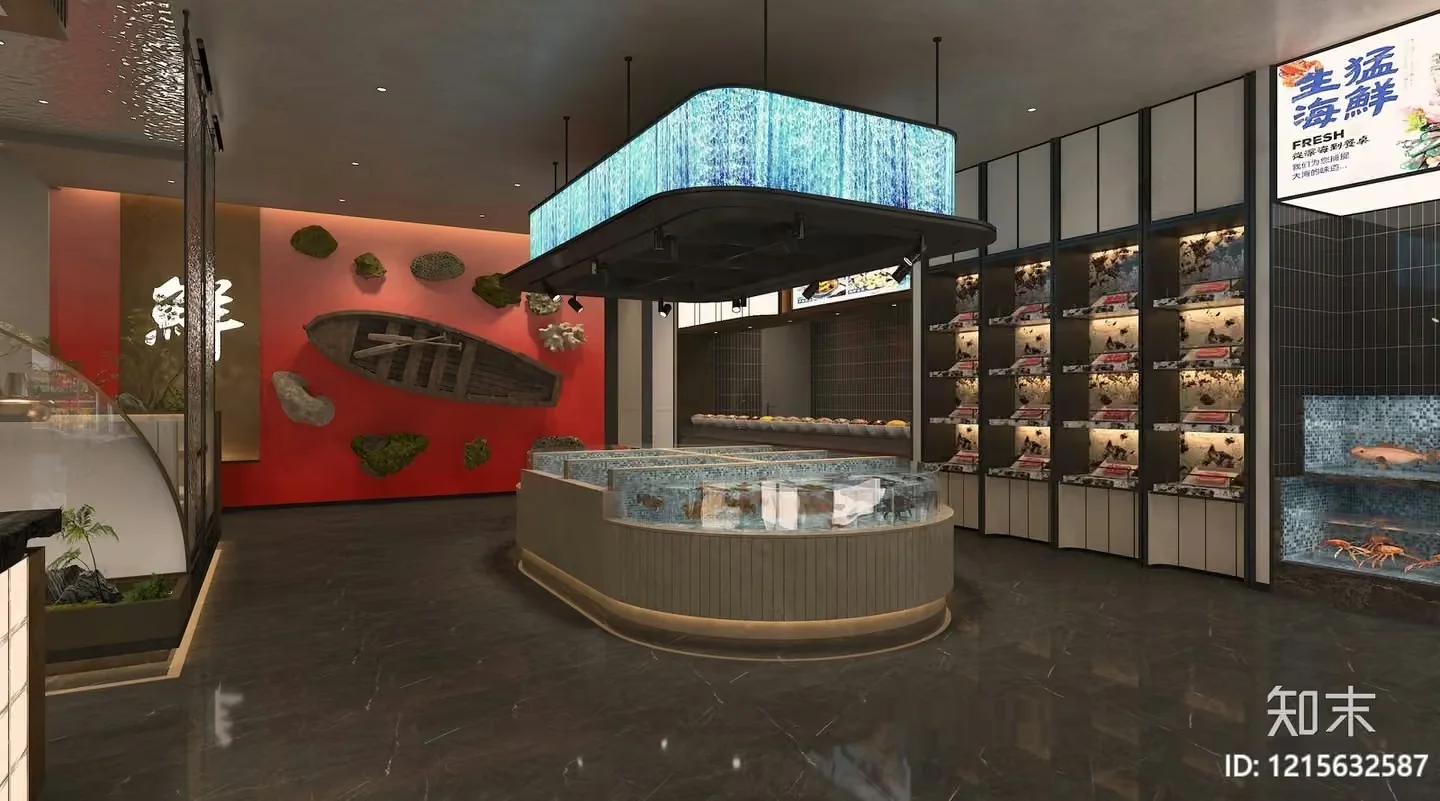 A Modern Seafood Store With A Sleek And Sophisticated Design 3D Model – 11610 – VRAY Render