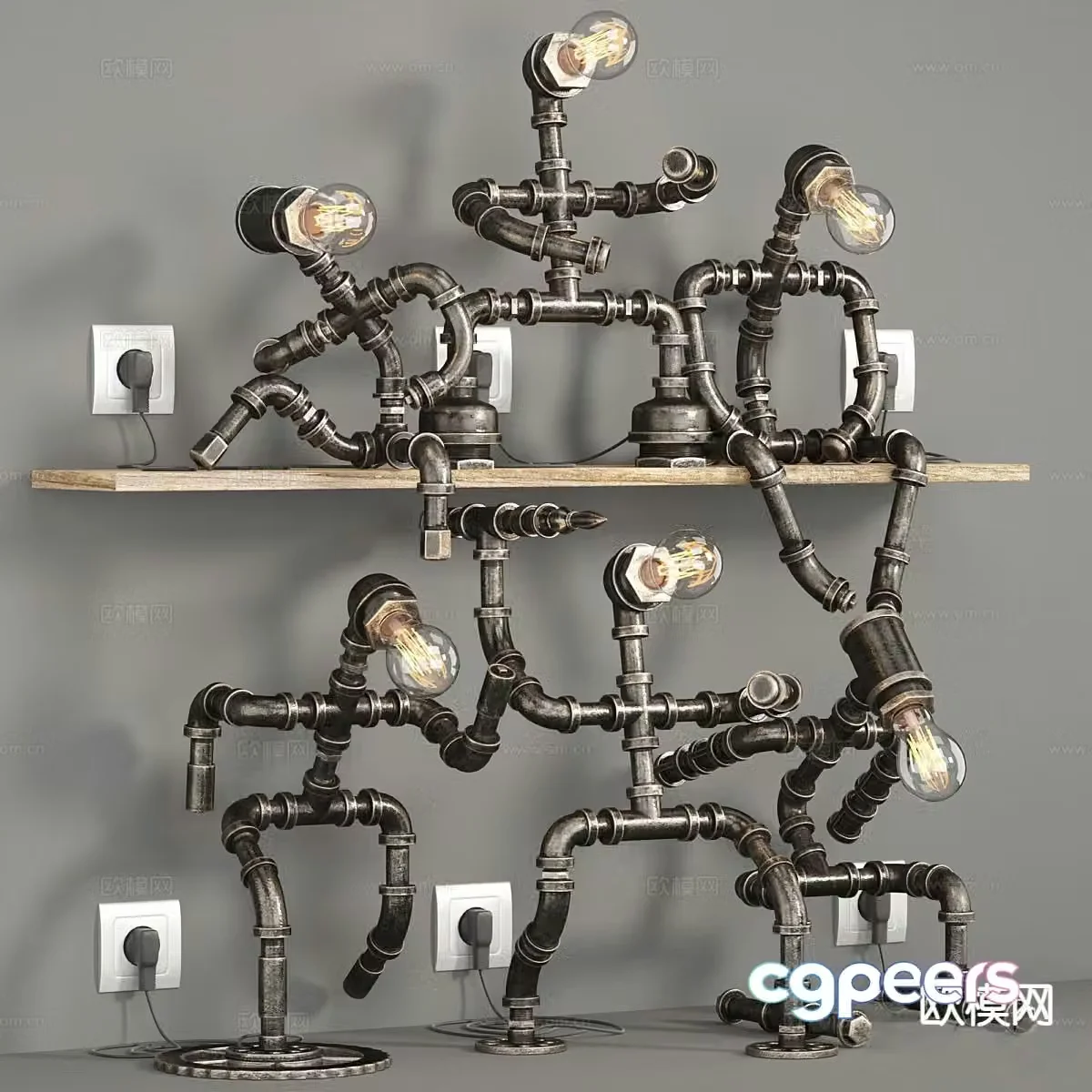 Industrial style desk lamp cartoon desk lamp 3d model