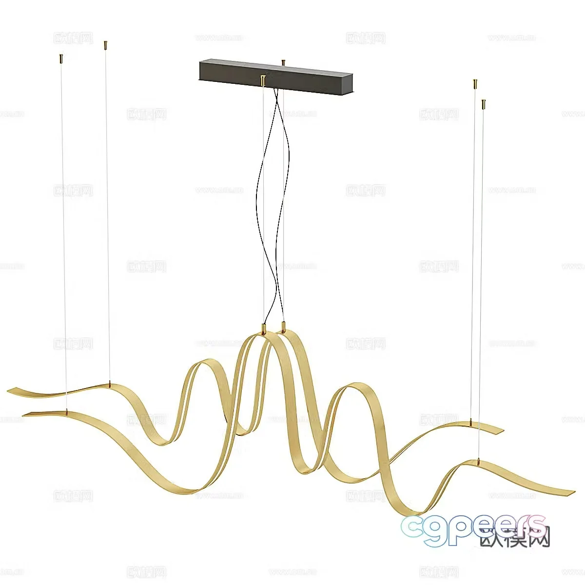 Modern light luxury Bissa linear decorative chandelier 3d model