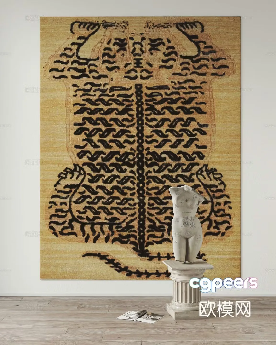 Middle style carpet Fabric carpet Living room carpet Bedroom carpet Sculpture 3D model