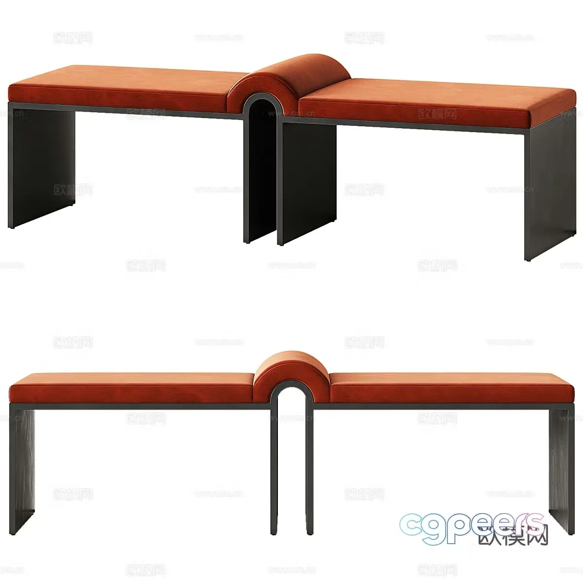 Italian stool bench sofa stool 3d model
