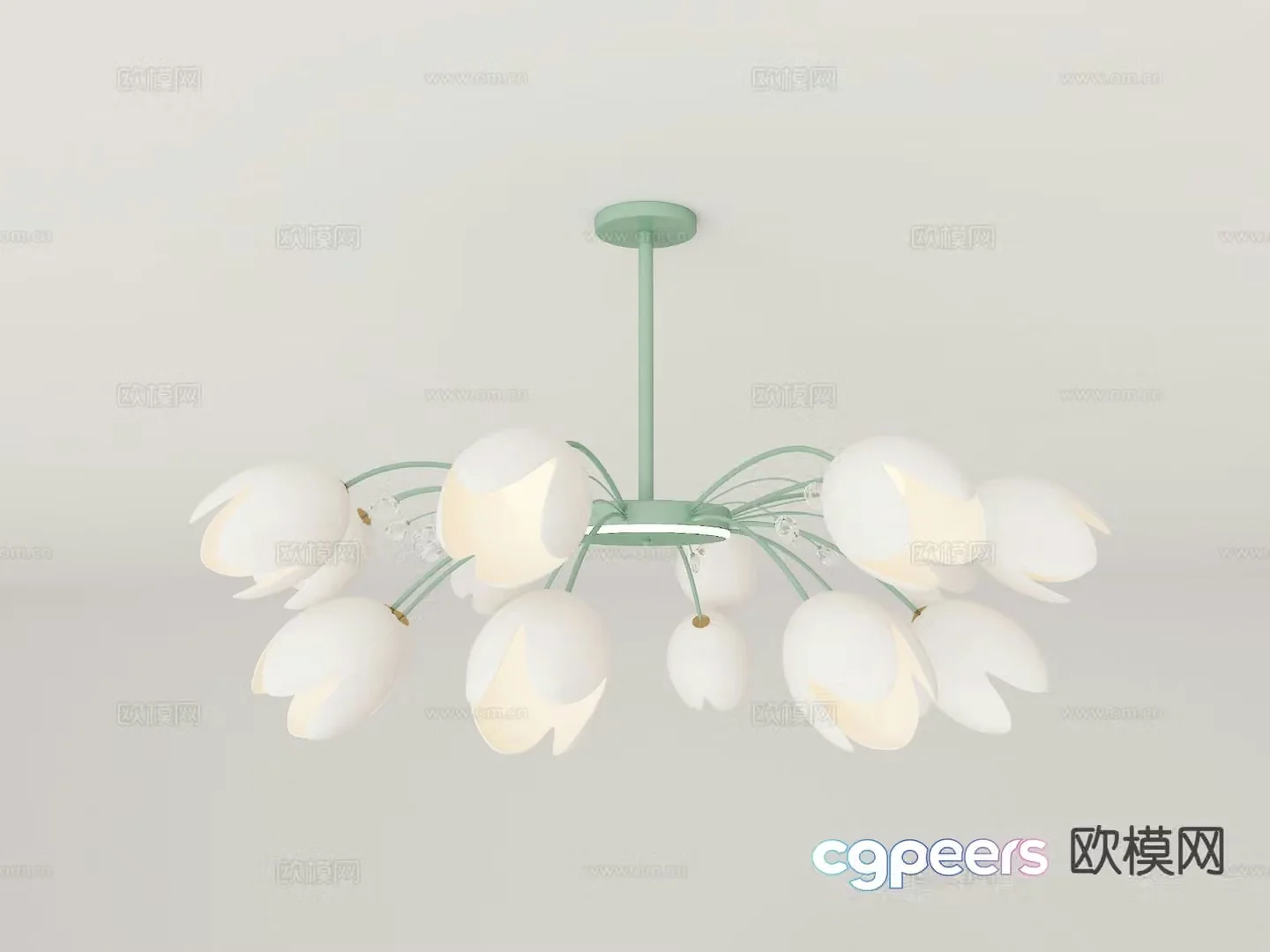 French chandelier petal chandelier 3d model