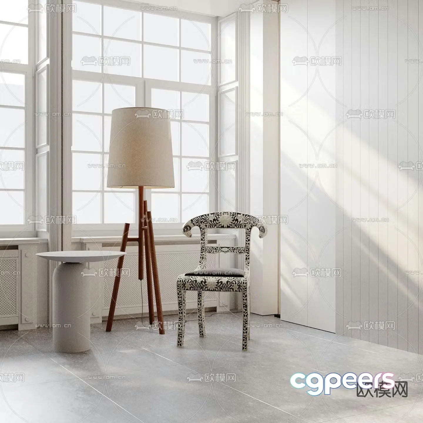French horn chair leisure chair chair 3d model