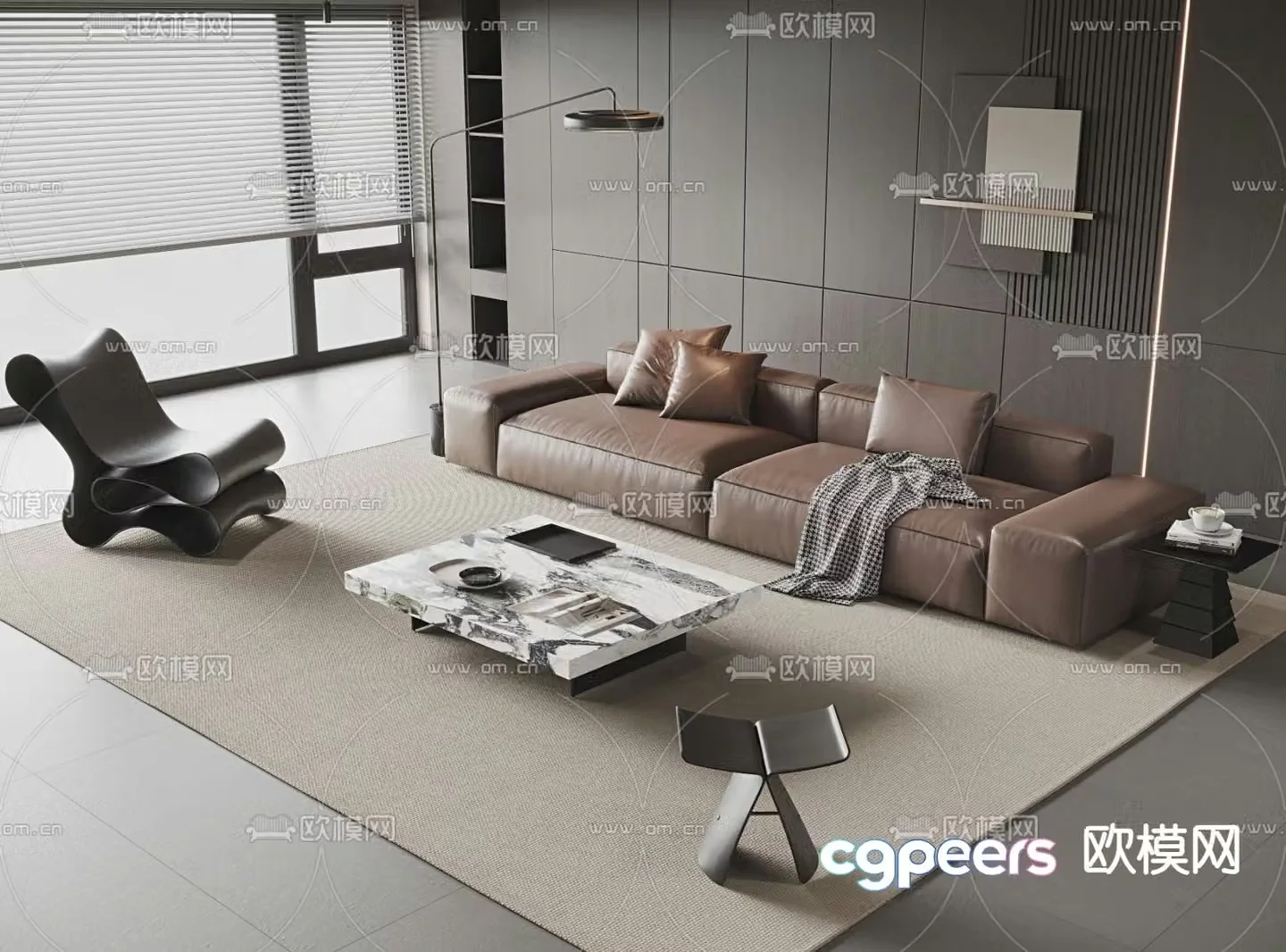 Modern modular sofa upholstered sofa 3d model