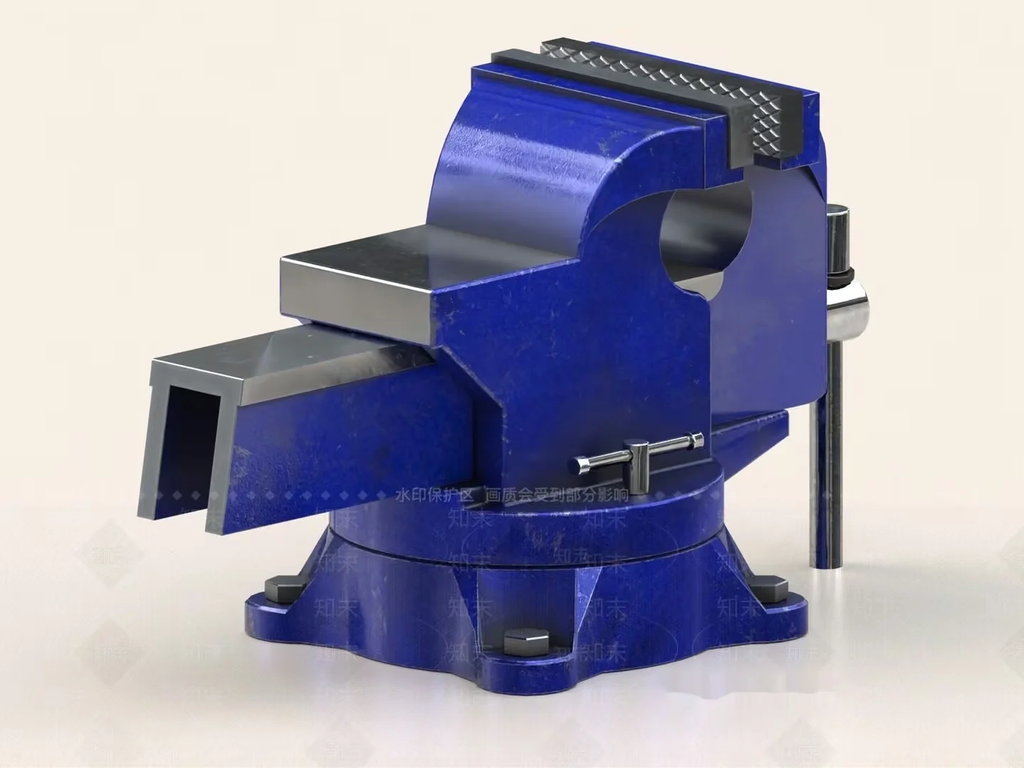 A Blue Metal Vise 3D Model – 8606 – VRAY Render