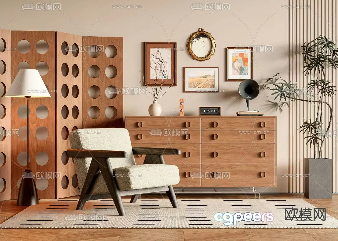 Medieval style decorative cabinet 3d model