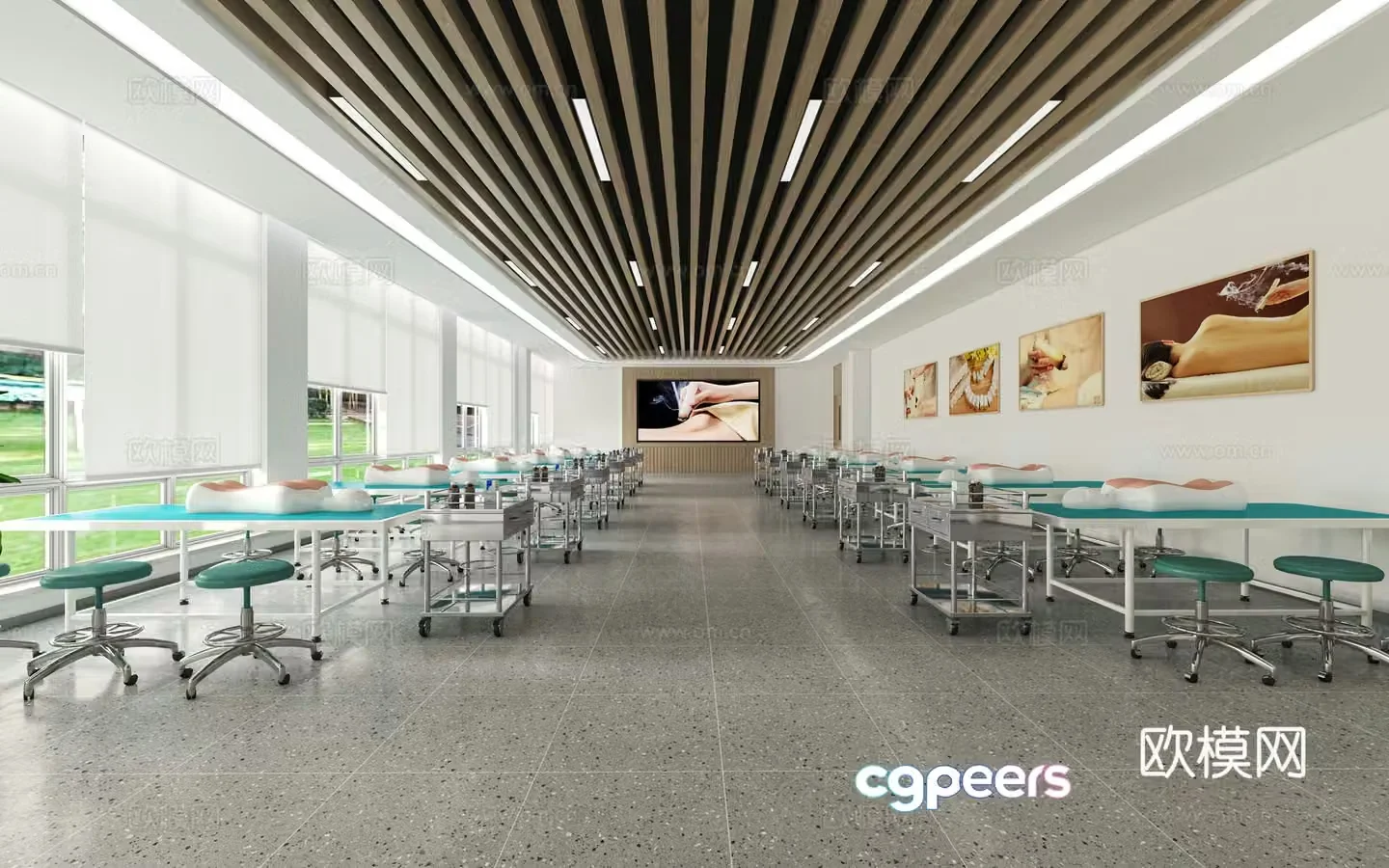 Chinese medicine moxibustion cupping training room 3D model