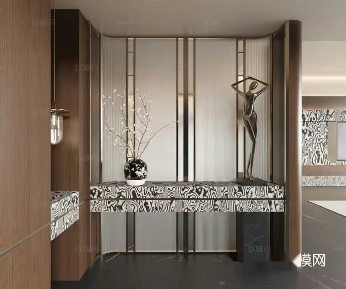 Modern Black And White Interior Design 3D Model – 18482 – VRAY Render