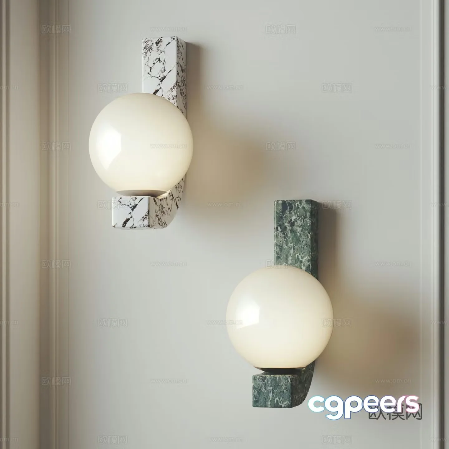 Modern marble wall lamp marble wall lamp cream wind wall lamp medieval wall lamp 3D model