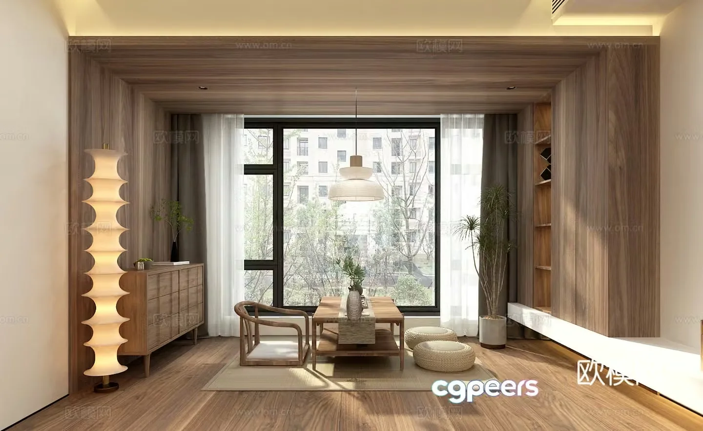 Log style leisure balcony 3d model