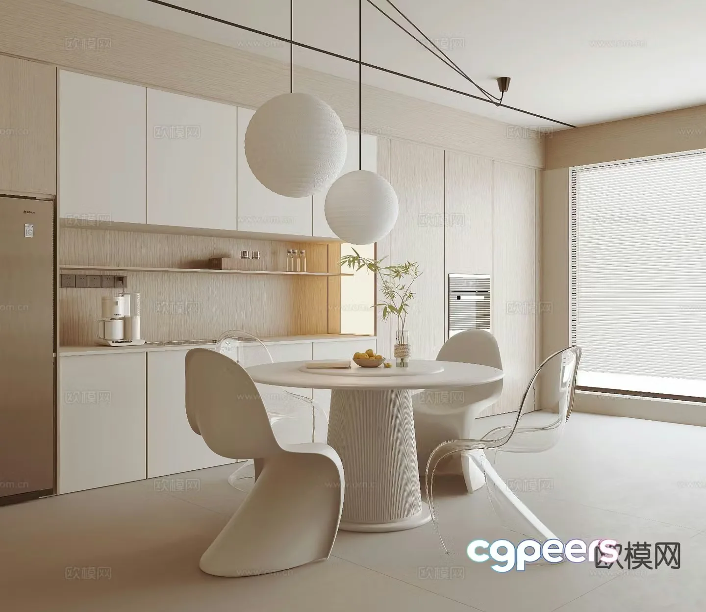Cream style restaurant 3d model