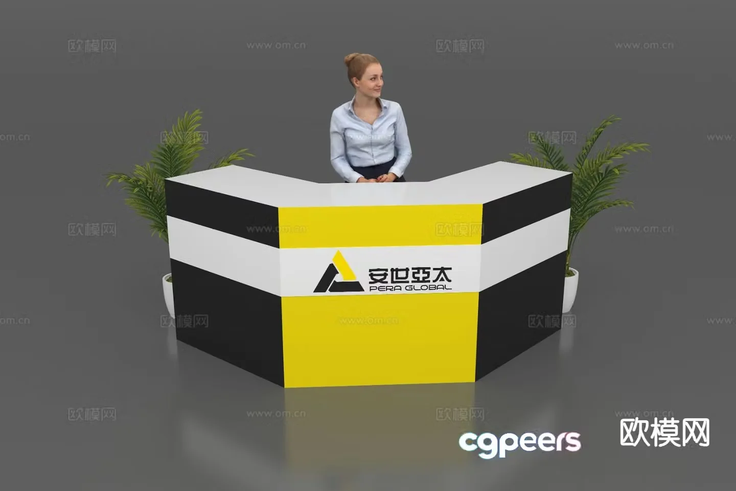 Reception desk booth table front desk bar 3d model