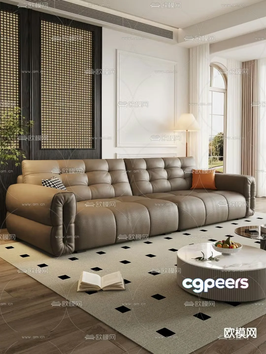 Medieval style multi-person sofa 3D model
