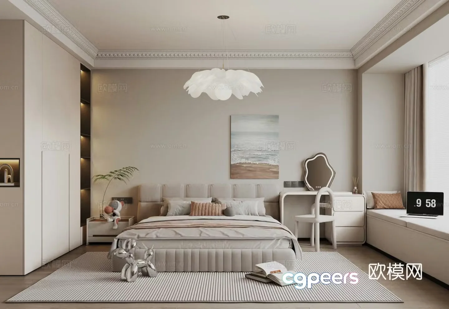 Cream style bedroom master bedroom 3d model