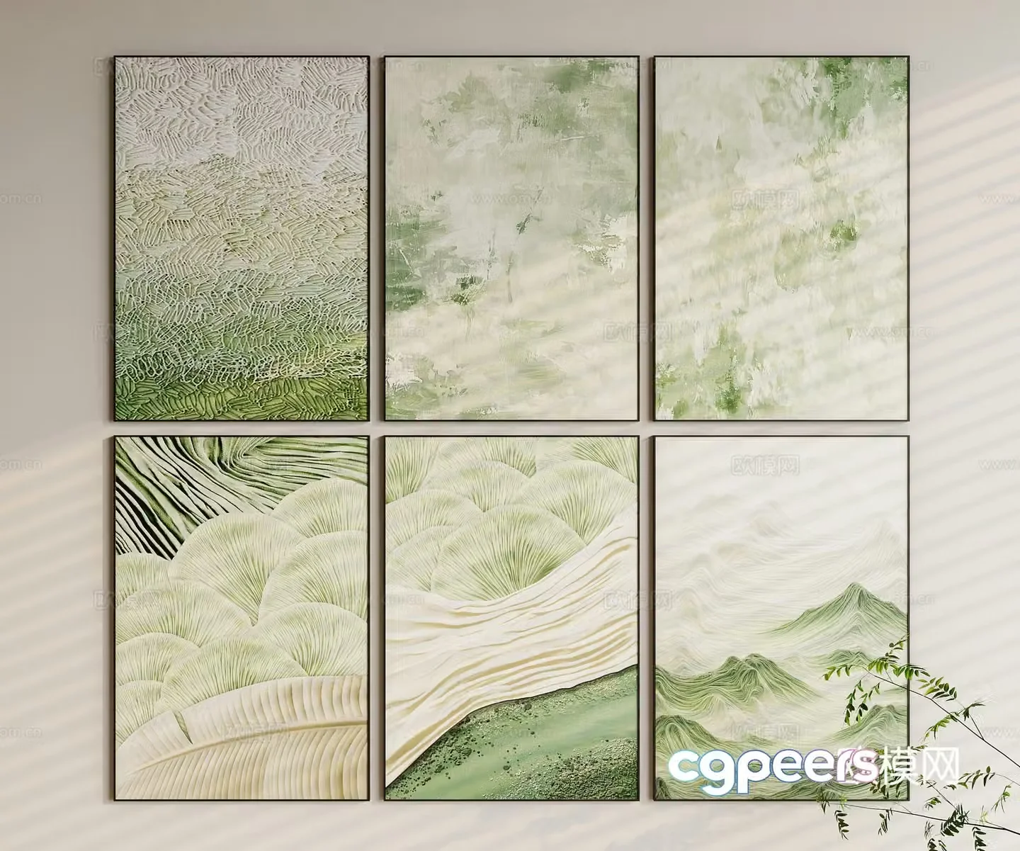 Modern texture painting decorative painting 3d model