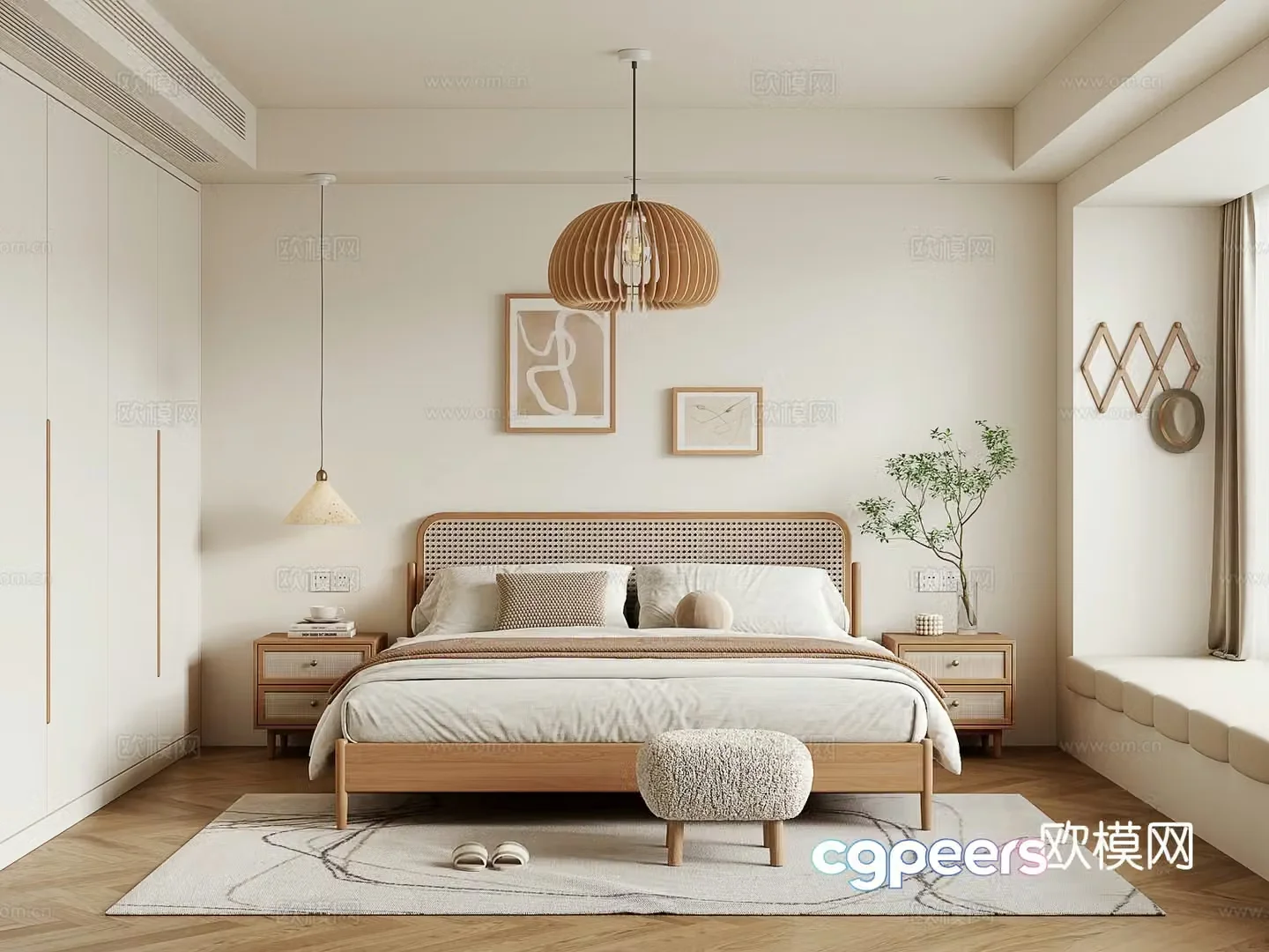 Nordic bedroom master bedroom 3d model
