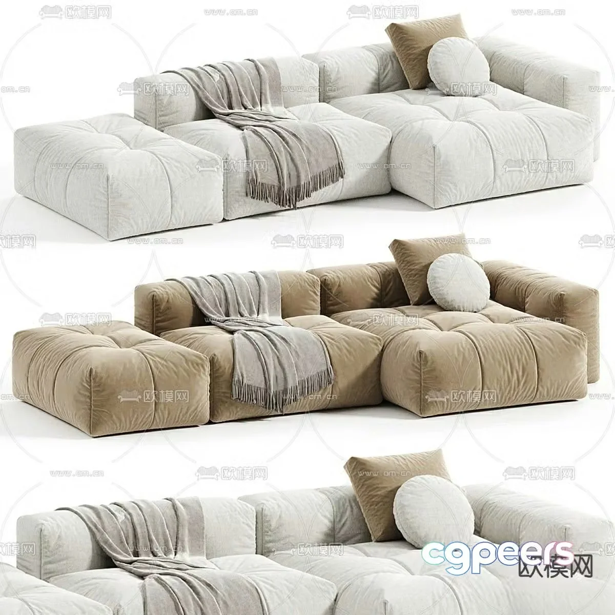 Multi-person sofa corner sofa 3d model