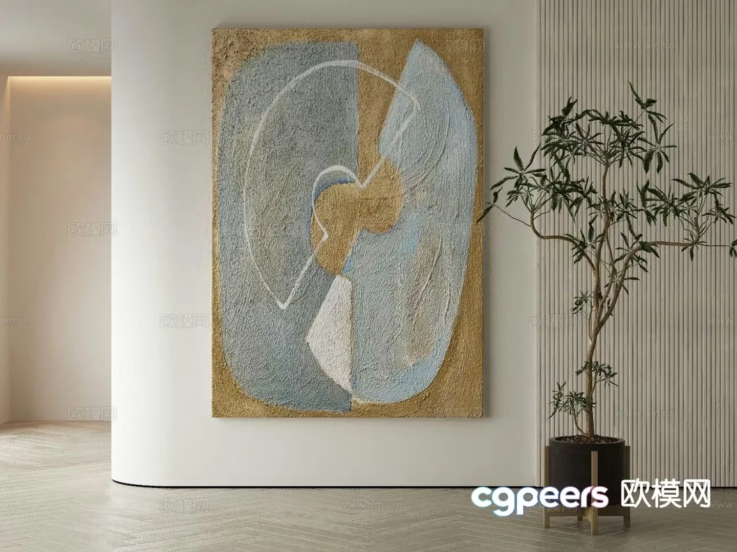 Modern decorative painting texture painting 3d model
