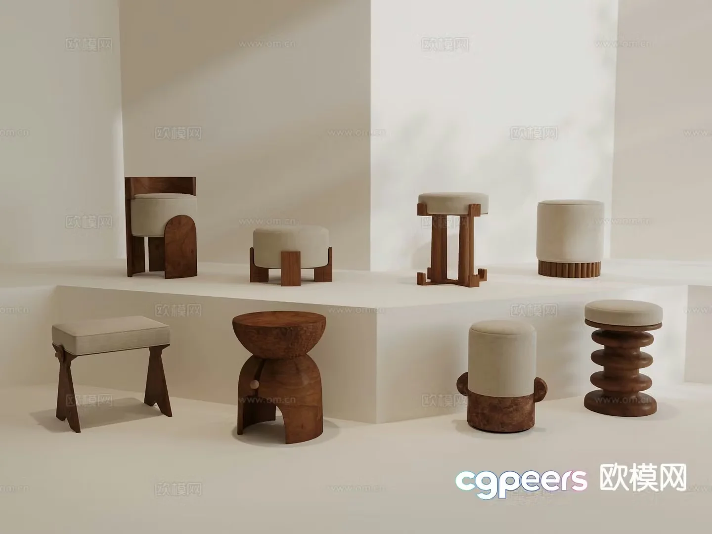 Medieval style round stool shoe changing stool stool dressing stool 3d model