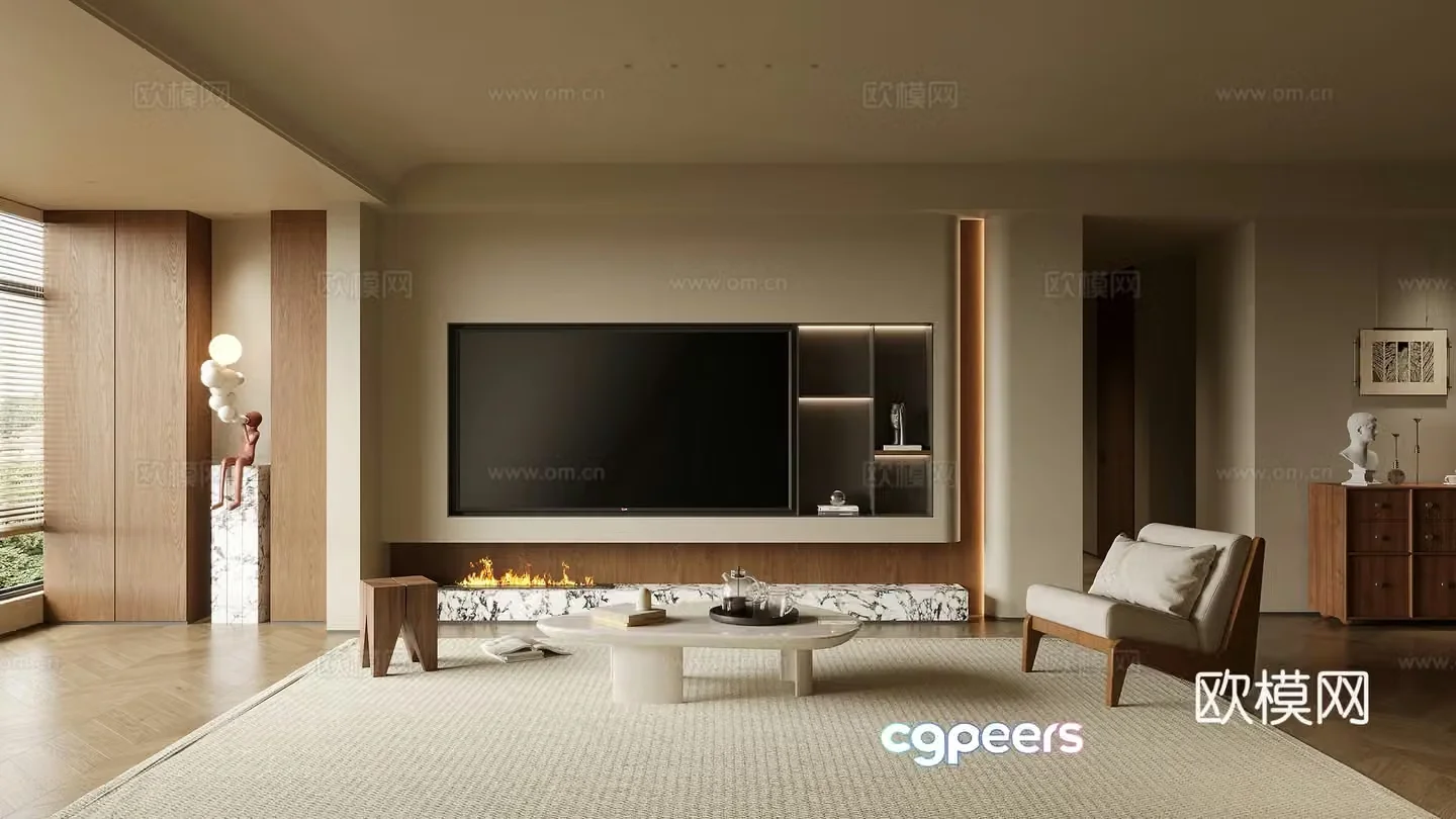 Middle-aged living room 3d model