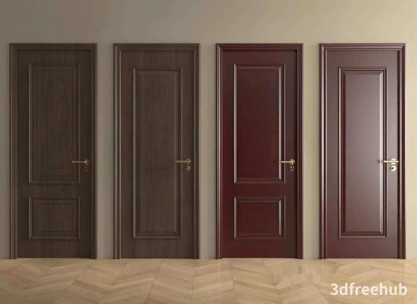 Four Doors 3D Model – 23208 – VRAY Render