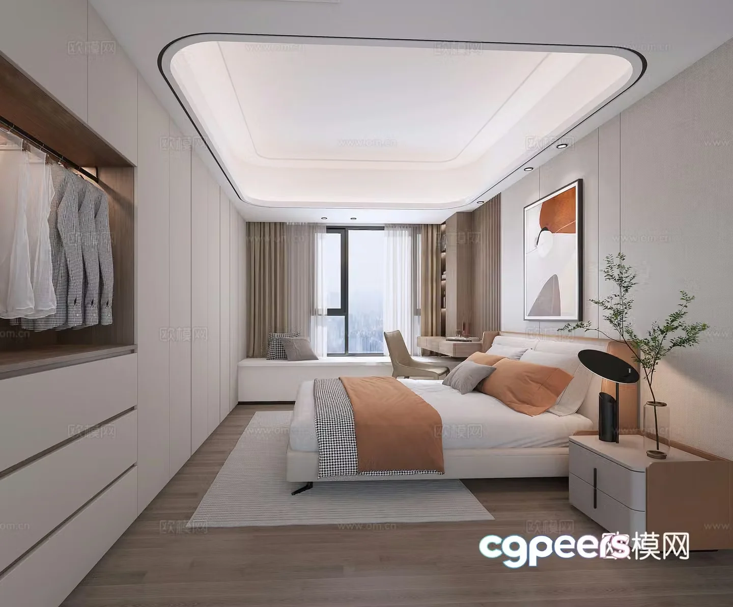 modern bedroom master bedroom main room 3d model