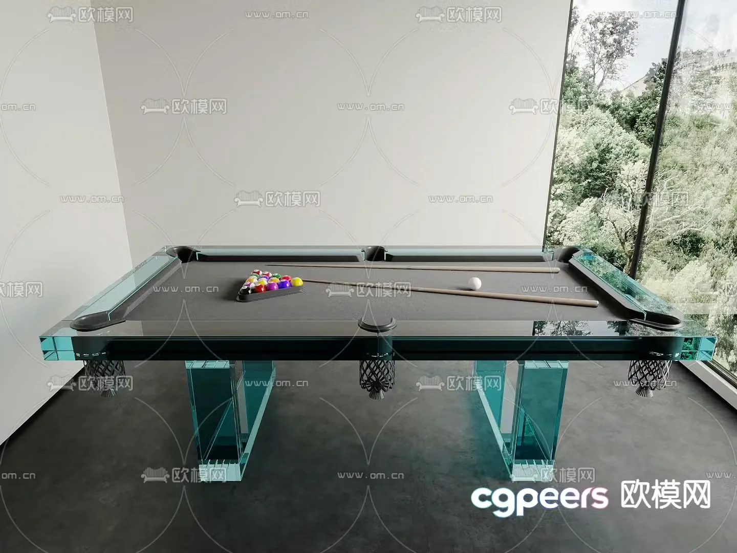 Transparent pool table acrylic pool table 3d model