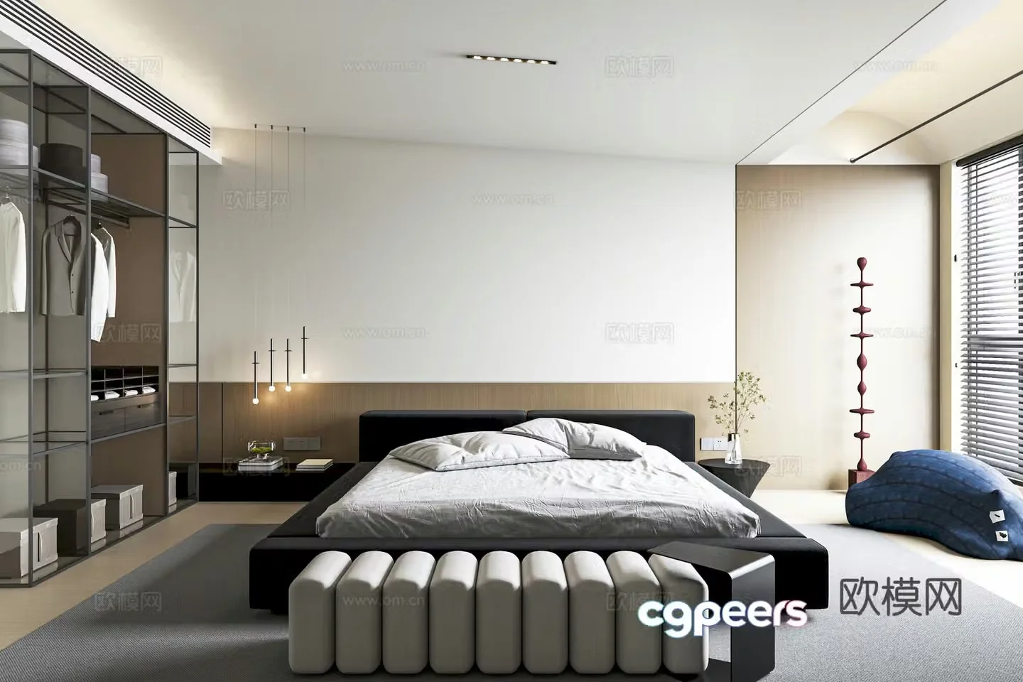 Modern minimalist bedroom 3d model