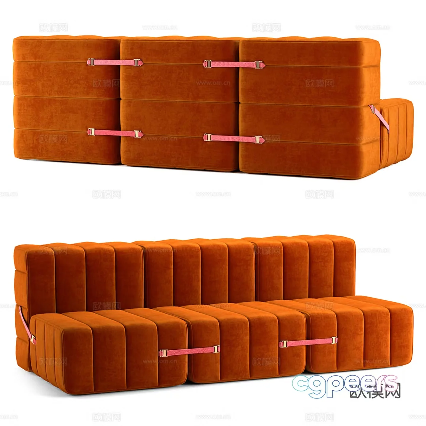 Modern three-seat sofa 3d model
