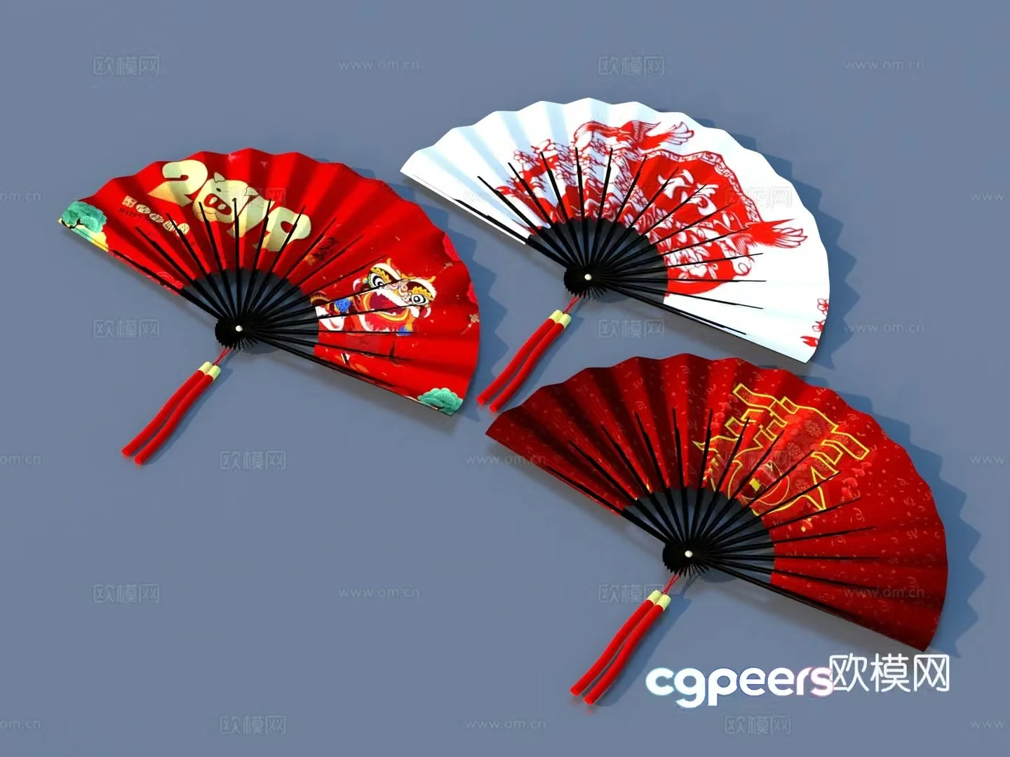 Fan Paper Fan Folding Fan Chinese Fan Cultural Fan 3D Model