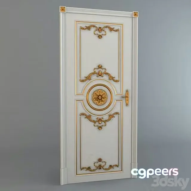 3ds Max Free – Classic door white and gold